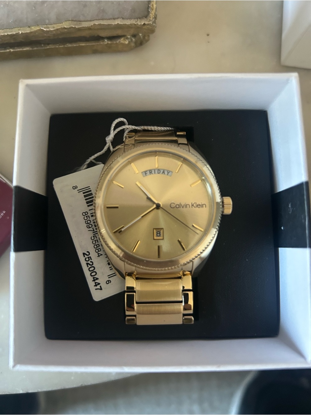 Calvin Klein Gold-Tone Day & Date Bracelet Watch